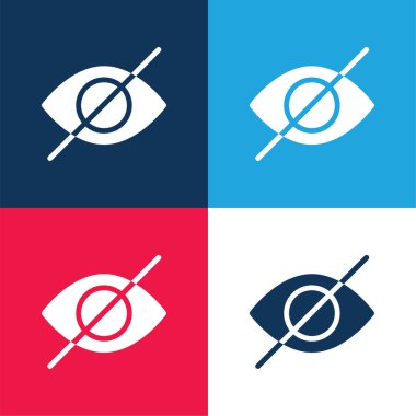 Kör mavi ve kırmızı dört renk minimal simge kümesi