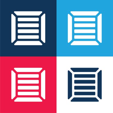 Kutu mavi ve kırmızı dört renk minimal simge kümesi