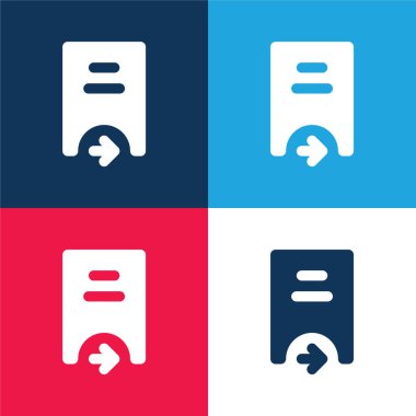 Mavi ve kırmızı dört renk minimal simge kümesi