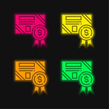 Dört renkli parlak neon vektör simgesi