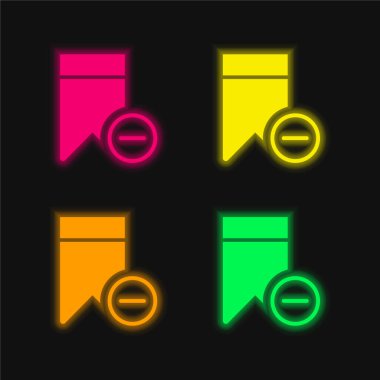 Yer imi dört renk parlayan neon vektör simgesi