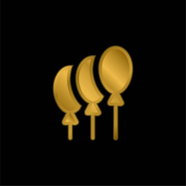 Balonlar altın kaplama metalik simge veya logo vektörü
