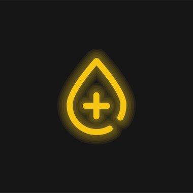 Kan damlası. Parlayan sarı neon simgesi.