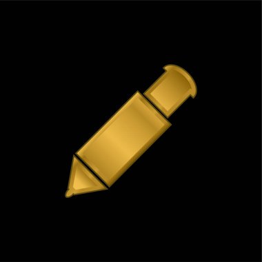 Big Mechanical Pen gold plated metalic icon or logo vector clipart