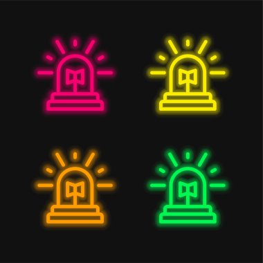 Alarm dört renk parlayan neon vektör simgesi