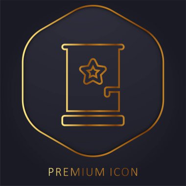 Sahne arkasında altın çizgi prim logosu veya simgesi