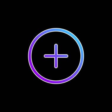 Dairesel Özetlenmiş Düğme mavi eğimli vektör simgesi ekle