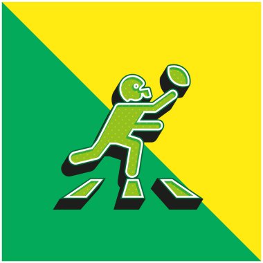 Amerikan Futbolcu Top Yeşil ve Sarı 3D vektör logosu ile Koşuyor
