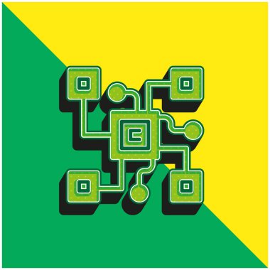 Engelleme zinciri Yeşil ve Sarı 3d vektör simgesi logosu