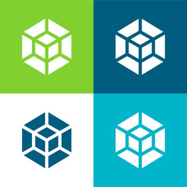 3d Modelleme Düz 4 renk en az simge kümesi