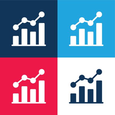 Analitik mavi ve kırmızı dört renk minimal simge kümesi