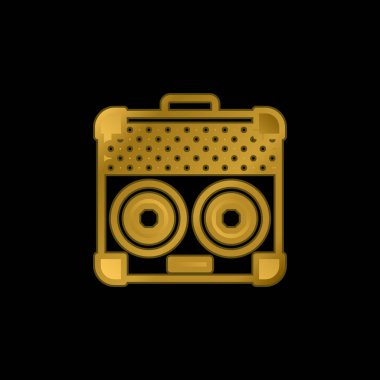 Amplifier gold plated metalic icon or logo vector clipart