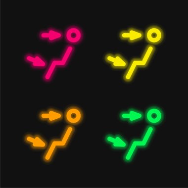 Hava çıkışının dört rengi parlayan neon vektör simgesi