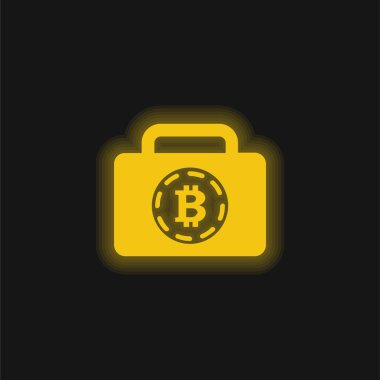 Bitcoin Torbası Sarı parlak neon simgesi