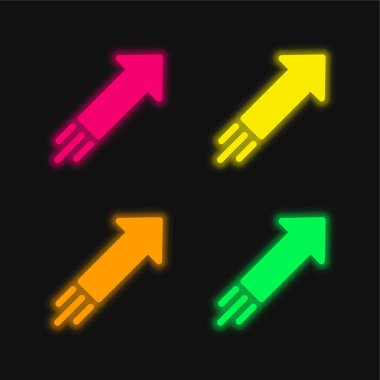 Dört renk parlayan neon vektör simgesi