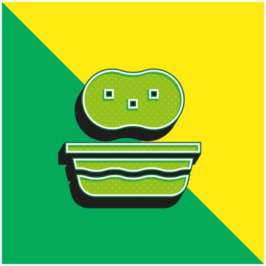 Bath Green ve sarı modern 3d vektör simgesi logosu