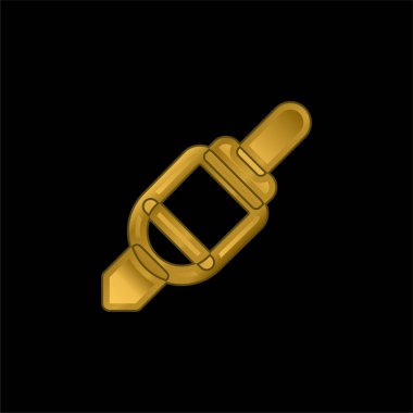 Ses Jack altın kaplama metalik simge veya logo vektörü