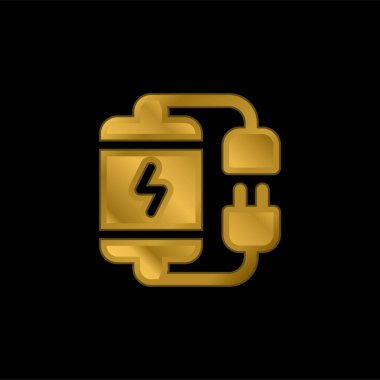 Pil altın kaplamalı metalik simge veya logo vektörü