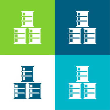 Fıçılar Düz 4 renk minimal simge kümesi