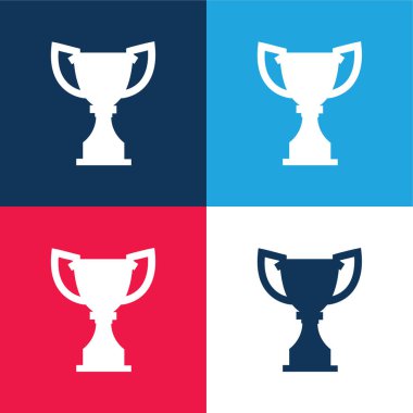 Award Trophy Silhouette blue and red four color minimal icon set clipart