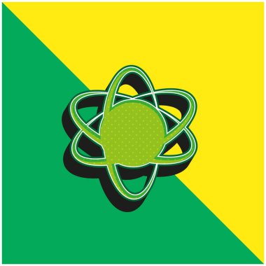Atom Symbol Green and yellow modern 3d vector icon logo clipart