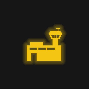 Havalimanı sarı parlak neon simgesi