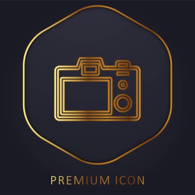 Kamera altın çizgisi prim logosu veya simgesi