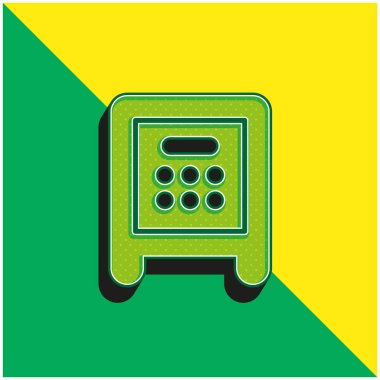 Bank Safe Box Green ve sarı 3d vektör simgesi