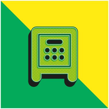 Bank Safe Box Green and yellow modern 3d vector icon logo clipart