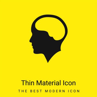 Brain Inside Human Head minimal bright yellow material icon clipart
