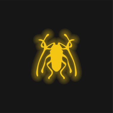Beetle Insect Trictenotomidae yellow glowing neon icon clipart