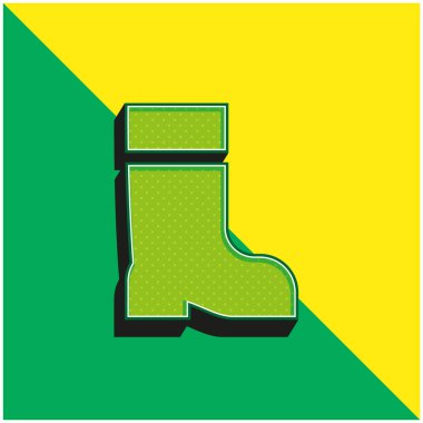 Boot Green and yellow modern 3d vector icon logo clipart