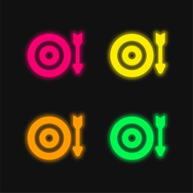 Okçuluk dört renk parlayan neon vektör simgesi