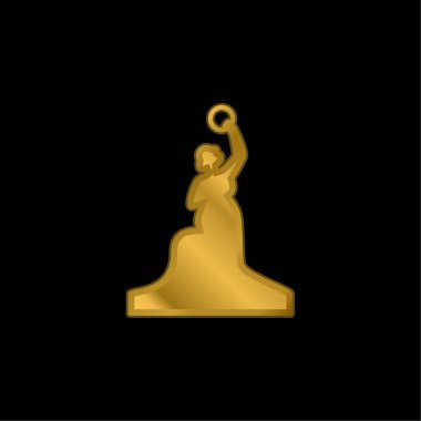 Bavaria Statue gold plated metalic icon or logo vector clipart