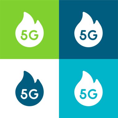 5g Düz dört renk minimal simge kümesi