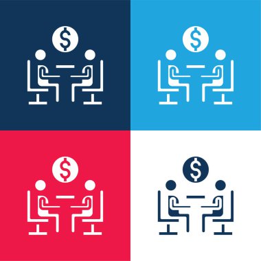 Agreement blue and red four color minimal icon set clipart