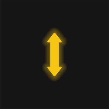 Arrow Double Up And Down Sign yellow glowing neon icon clipart