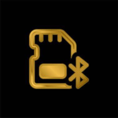 Bluetooth altın kaplama metalik simge veya logo vektörü