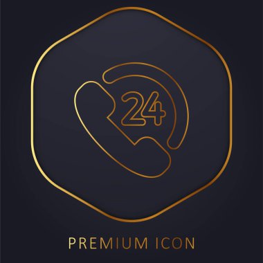 24 Hours Client Service golden line premium logo or icon clipart