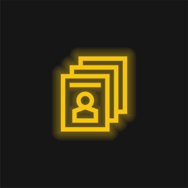 Oy pusulası sarı parlayan neon simgesi