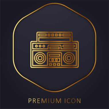 Altın çizgili boombox logosu veya simgesi