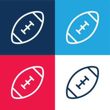 Amerikan Futbol Oyunu mavi ve kırmızı dört renk minimal simgesi