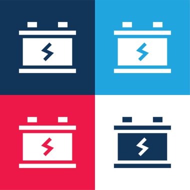 Pil mavi ve kırmızı dört renk minimal simge kümesi