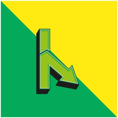 Çatallanma Aşağı Sağ Ok Açı Yeşil ve Sarı 3D vektör simgesi logosu