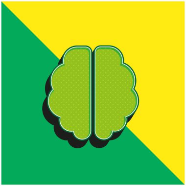 Beyin Yeşili ve Sarı Modern 3D vektör simgesi logosu