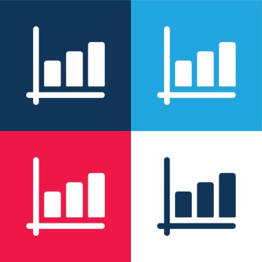 Çizelge mavi ve kırmızı dört renk minimal simge kümesi