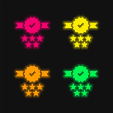 Dört renk parlayan neon vektör simgesi