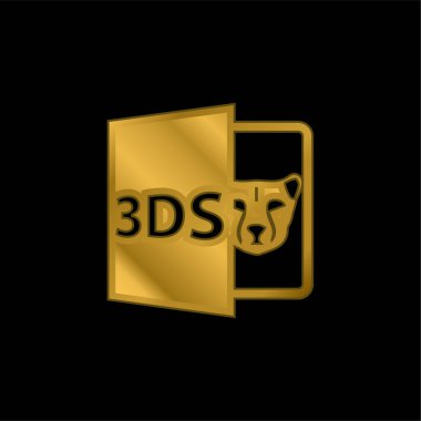 3DS Dosya Biçimini Aç Uzantı altın kaplama metalik simge veya logo vektörü