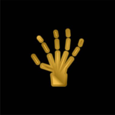 Bone Hand gold plated metalic icon or logo vector clipart