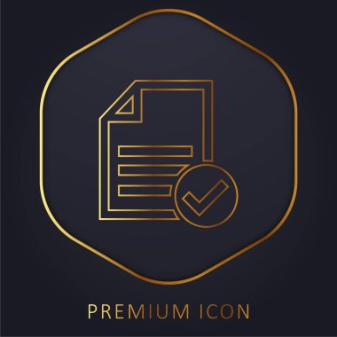 Accept File Or Checklist golden line premium logo or icon clipart